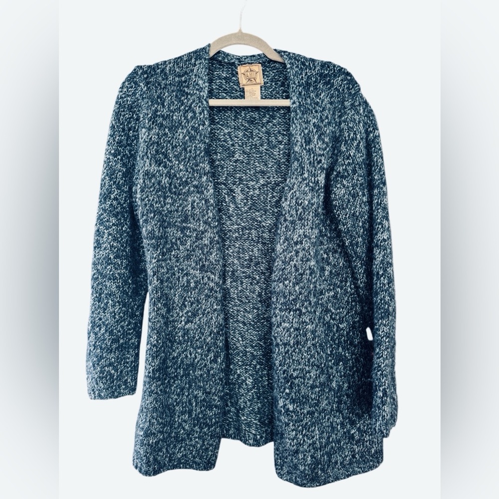 AMI Women's Two-Tone Blue Open Cardigan Sweater